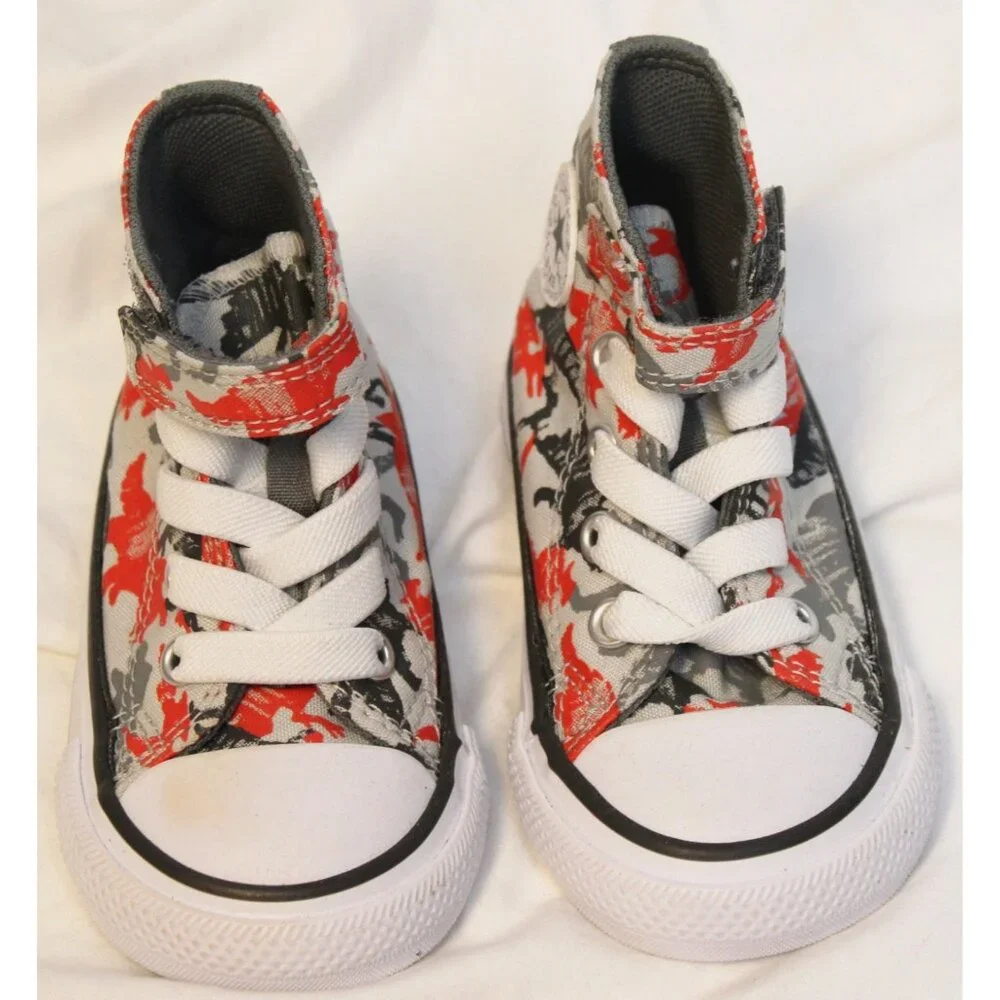 Converse Toddler Boy Dino Shoes sz 4 Sneakers Hi Top All Star Chuck Taylor Ankle